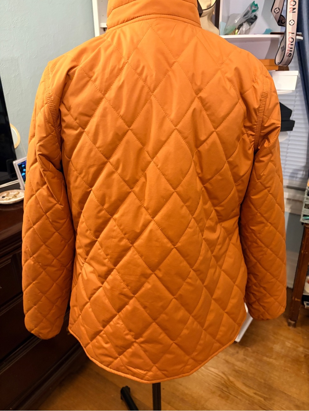 L.L.Bean Womens Quilted Jacket Orange Quilt Snap Front Lightweight Size Small - Picture 12 of 13